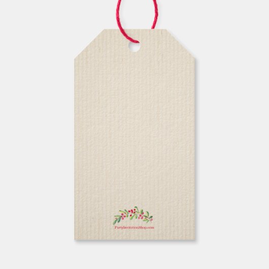 Waterverf Holly en Berries Swag Kerstmis Cadeaulabel (Achterkant)