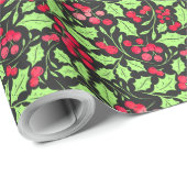 Waterverf Holly en bessen Cadeaupapier (Rol Hoek)