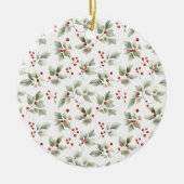 Waterverf Holly en bessen Keramisch Ornament (Voorkant)