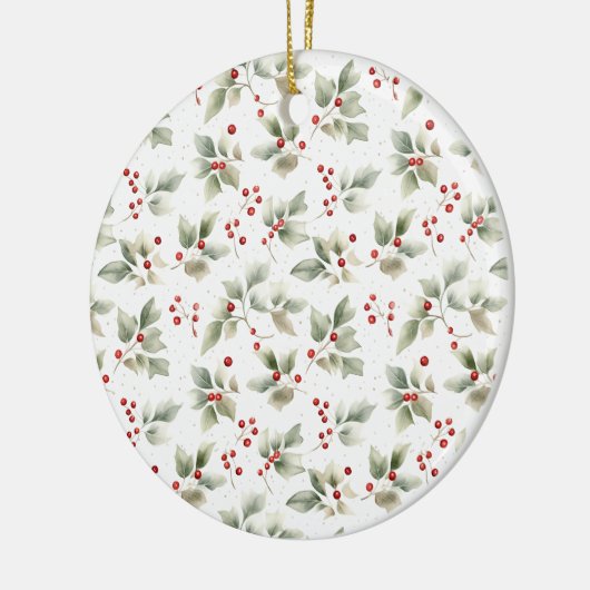 Waterverf Holly en bessen Keramisch Ornament (Links)