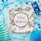  Waterverf Holly en bessen Papieren Bordje (Feest)