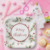 Waterverf Holly en bessen Papieren Bordje (Feest)