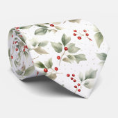  Waterverf Holly en bessen Stropdas (Opgerold)