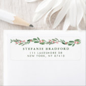 Waterverf Holly en Greenery Garland Holiday Etiket (Insitu)