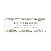 Waterverf Holly en Greenery Garlands Holiday Etiket (Voorkant)