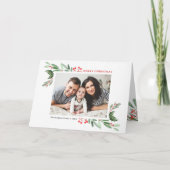 Waterverf Holly en Greenery II Seizoensgroet Feestdagen Kaart (Voorkant)