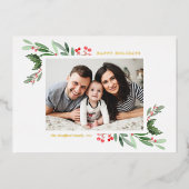 Waterverf Holly en Greenery Prettige feestdagen (Voorkant)