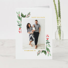 Waterverf Holly en Greenery Prettige feestdagen Fo