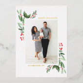 Waterverf Holly en Greenery Prettige feestdagen Fo (Voorkant)