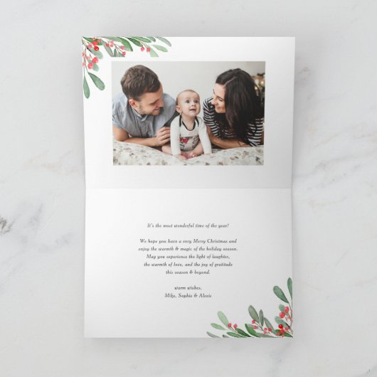 Waterverf Holly en Griekenland II Prettige feestda Feestdagen Kaart (Binnen)