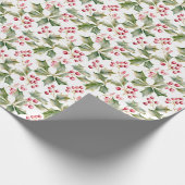Waterverf Holly en Ivy met bessen Cadeaupapier (Hoek)