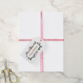 Waterverf Holly en kerstboomkersen Cadeaulabel (Met Touw)