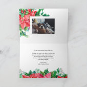 Waterverf Holly en Poinsettia Foto Kerst Feestdagen Kaart (Binnen)