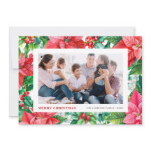 Waterverf Holly en Poinsettia Foto Kerst