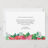 Waterverf Holly en Poinsettia Foto Kerst Feestdagenkaart (Achterkant)