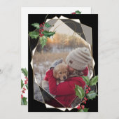 Waterverf Holly en Red Berries Black Kaart (Voorkant / Achterkant)