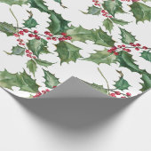 Waterverf Holly en Red Berries Cadeaupapier (Hoek)
