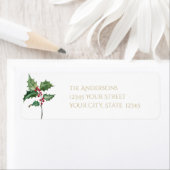 Waterverf Holly en Red Berries Etiket (Insitu)