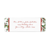 Waterverf Holly en Red Berries Etiket (Voorkant)