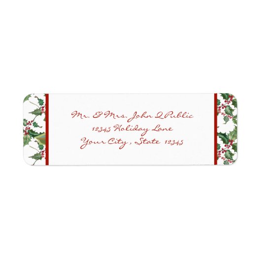 Waterverf Holly en Red Berries Etiket (Voorkant)