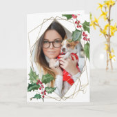 Waterverf Holly en Red Berries Kaart (Gele Bloem)