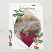 Waterverf Holly en Red Berries Kaart (Voorkant / Achterkant)