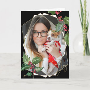 Waterverf Holly en Red Berries Kaart