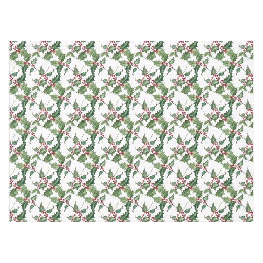 Waterverf Holly en Red Berries Tafelkleed (Voorkant (Horizontaal))