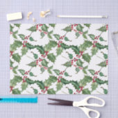 Waterverf Holly en Red Berries Tissuepapier (Craft)
