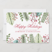 Waterverf Holly Foliage Feestdagenkaart (Voorkant)