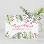 Waterverf Holly Foliage Feestdagenkaart (Staand voorkant)