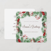 Waterverf Holly Foliage | Groeten van het seizoen (Voorkant / Achterkant)