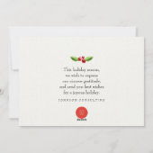 Waterverf Holly Foliage | Groeten van het seizoen Feestdagenkaart (Achterkant)