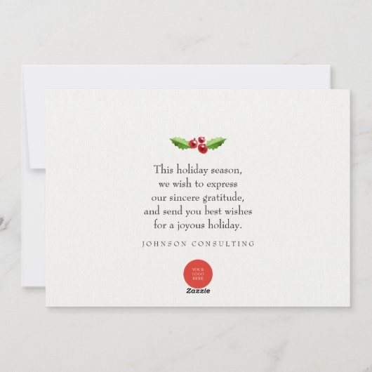 Waterverf Holly Foliage | Groeten van het seizoen Feestdagenkaart (Achterkant)