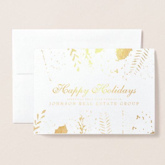 Waterverf Holly Foliage | Groeten van het seizoen Folie Kaarten (Voorkant met envelop)