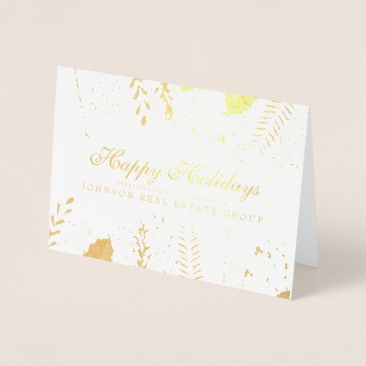 Waterverf Holly Foliage | Groeten van het seizoen Folie Kaarten (Voorkant)