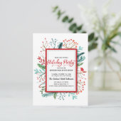 Waterverf Holly Foliage Holiday Party Uitnodiging (Staand voorkant)