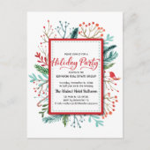 Waterverf Holly Foliage Holiday Party Uitnodiging (Voorkant)