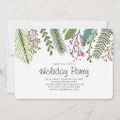 Waterverf Holly Foliage Holiday Party Uitnodiging (Voorkant)