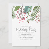 Waterverf Holly Foliage Holiday Party Uitnodiging (Voorkant)
