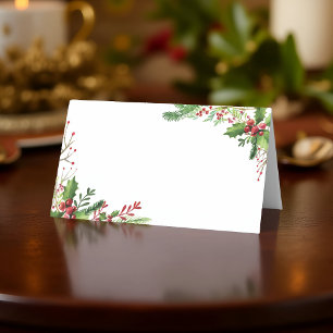 Waterverf Holly Foliage Vakantie Plaatskaartje