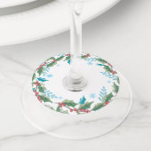 Waterverf Holly Foliage | Vakantie Wijnglaslabel (Dichtbij)