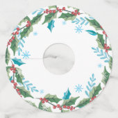 Waterverf Holly Foliage | Vakantie Wijnglaslabel (Achterkant)
