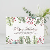 Waterverf Holly Foliage | Vakantiegroet (Staand voorkant)