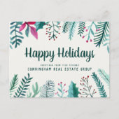 Waterverf Holly Foliage | Vakantiegroet Briefkaart (Voorkant)