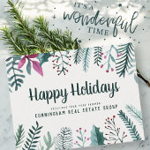 Waterverf Holly Foliage | Vakantiegroet Briefkaart