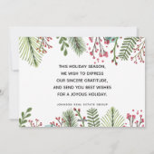 Waterverf Holly Foliage| Vakantiegroet Feestdagenkaart (Achterkant)