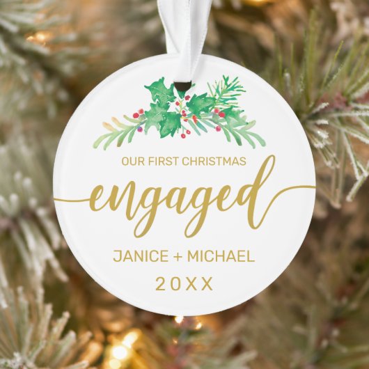 Waterverf Holly Foto voor eerste kerstmis Ornament (Boom)