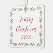 Waterverf Holly Garland Keramisch Ornament (Links)