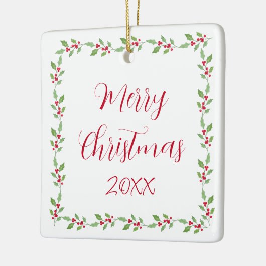 Waterverf Holly Garland Keramisch Ornament (Links)